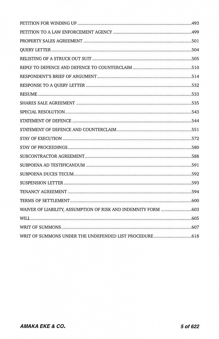 Table of content